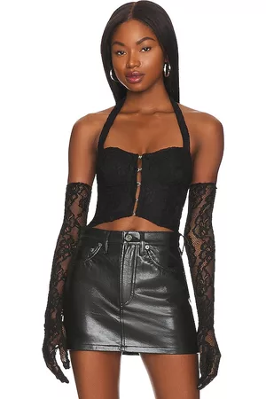 AFRM Braxton Zip-Front Bustier Bandeau Crop Top