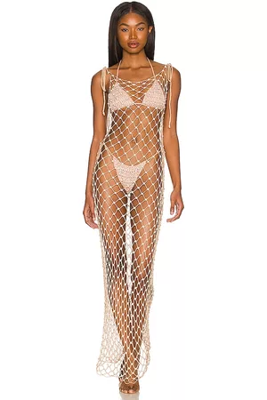 Tularosa Siren Midi Slip Dress in Beige.