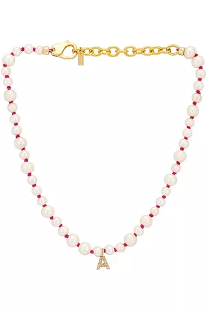 Martha Calvo Cz Initial Pearl Necklace in Ivory.