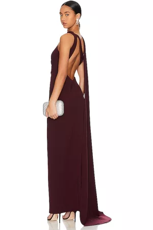 Katie May Amina Gown in Burgundy.