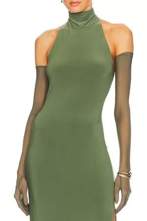 Norma Kamali Long Gloves in Green.