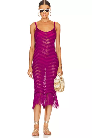 525 America Women Midi Dresses - Fringe Dress in Purple.
