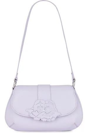 Fiorucci denim shoulder bag with angel patch in light wash