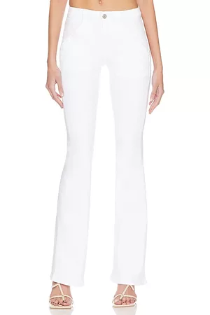 Frame Le High Flare Trapunto Straight Pant in White.