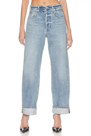 Citizens of Humanity Women Jeans - Ayla Baggy Cuffed Crop in Blue.