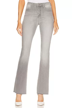 L'Agence Ruth High Rise Straight Jeans in Grey.