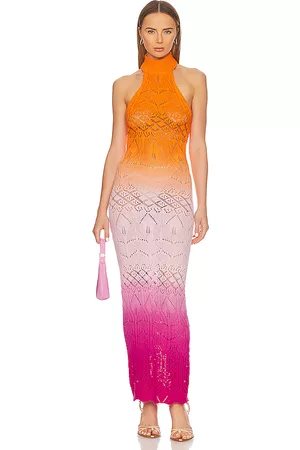 Lovers And Friends Isano Ombre Maxi Knit Dress in Orange.