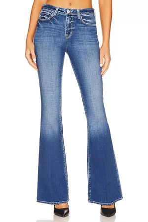 L'Agence Bell High Rise Flare Jean in Blue.