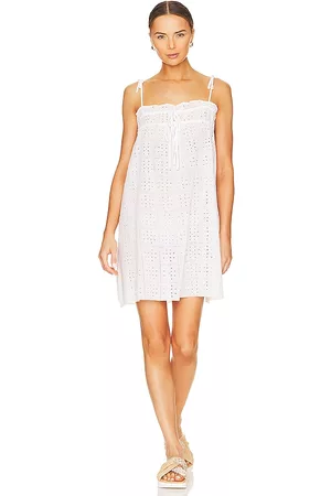 Ganni Broderie Anglaise Strap Dress in White.