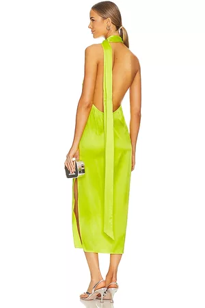 SER.O.YA Marissa Silk Dress in Yellow.