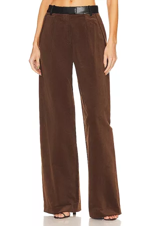 Helsa Corduroy Pleated Pant in Brown.