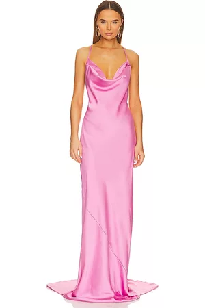 Norma Kamali Cross Back Bias Gown in Pink.