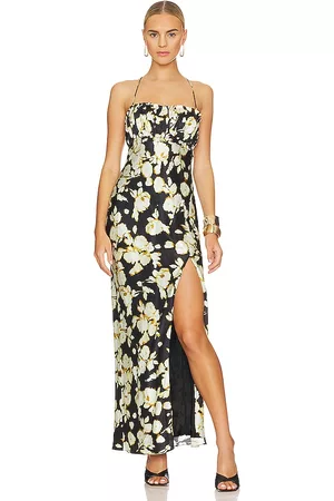 Nicholas Baro Ruched Bust Open Back Gown in Black.