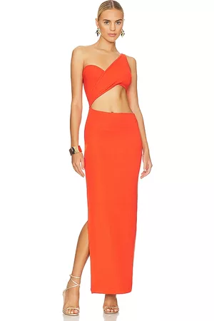 Lama Jouni Slanted Dress in Orange.