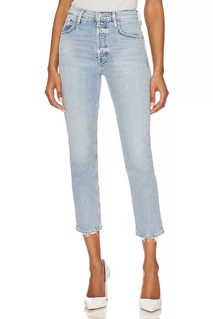 AGOLDE Women High Waisted Jeans - Riley High Rise Straight Crop in Blue.