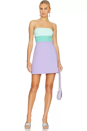 Susana Monaco Colorblocked Strapless Dress in Lavender.