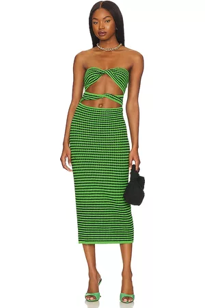 Solid Ariana Twist Dress in Green.