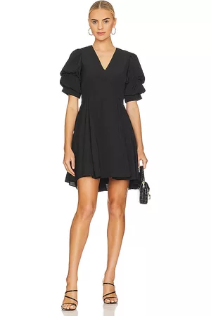 1. STATE Women Party Dresses - Tiered Bubble Sleeve Dress in Black.
