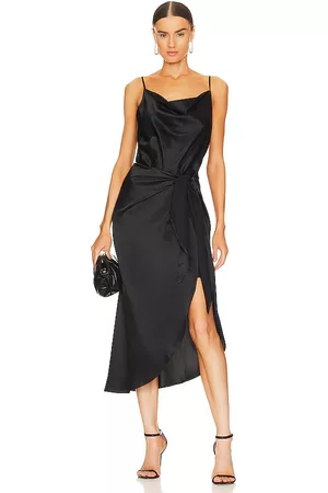 L'Agence Rose Sarong Skirt Dress in Black.
