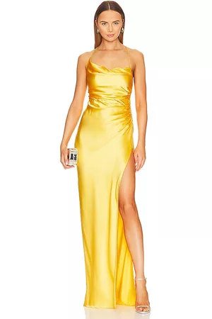 The Sei X REVOLVE Twist Cowl Ruched Gown in Yellow.