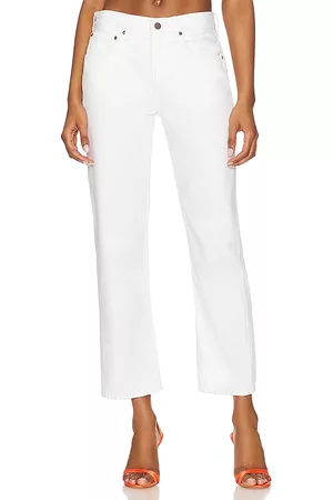 Etica Rhea Mid Rise Crop in White.
