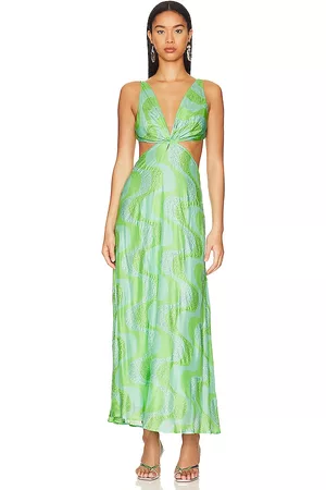 sundress Women Maxi Dresses - Shana Crystal Beaded Dress in Green.