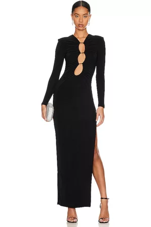 Misha Women Evening Dresses - Edita Slinky Gown in Black.