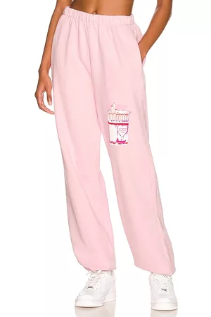 Boys Lie No Smoke Without Fire Sweatpants in Pink.