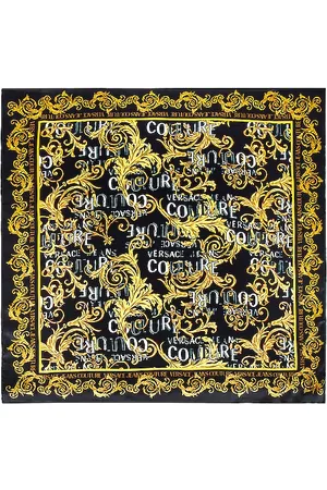 VERSACE Logo Couture Scarf in Black.