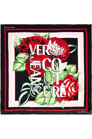 VERSACE Logo Couture Scarf in Black.