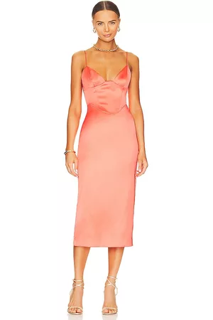 Bardot Ayla Midi Dress in Coral.