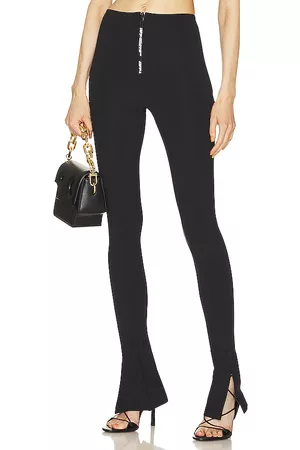 OFF-WHITE Women Leggings - Zip Logo Split Leggings in Black.