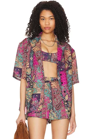 House of Harlow Women Short sleeved Shirts - X REVOLVE Bari Shirt in Fuchsia.