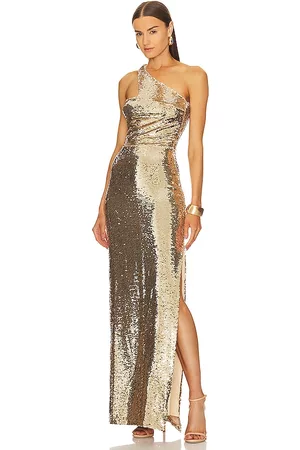 Amanda Uprichard Women Evening Dresses - X REVOLVE Mckay Gown in Metallic Gold.
