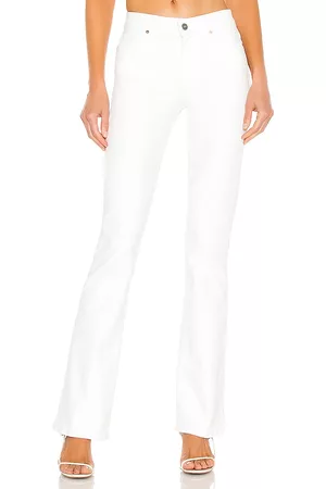 Paige Women High Waisted Jeans - High Rise Manhattan Boot Jean in White.