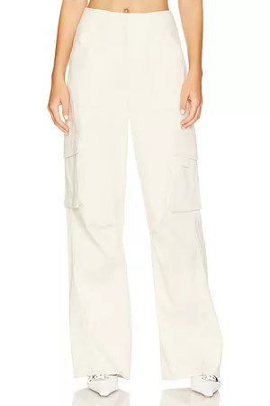 L'Academie Women Cargo Pants - Ashlen Stretch Cotton Cargo Pants in Beige.