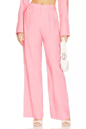 L'Academie Women Sweatpants with Pockets - Dallion Poplin Pants in Pink.