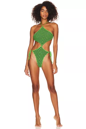 Solid Women Swimsuits - Cheyenne One Piece in Green.