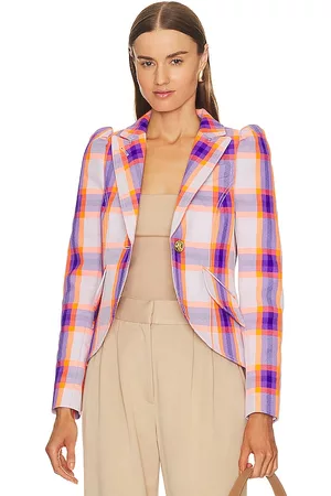 SMYTHE Women Blazers - Pouf Sleeve One Button Blazer in Purple.