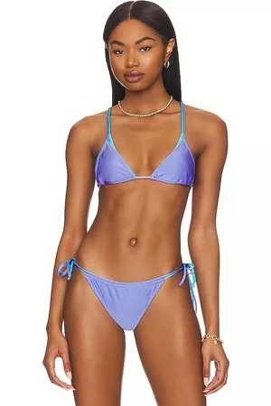 VDM Women Triangle Bikinis - X REVOLVE Lexi Reversible Bikini Top in Purple,Teal.