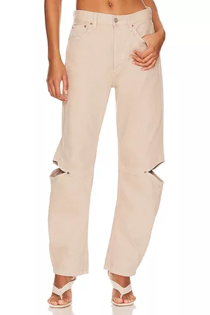 Still Here Women High Waisted Jeans - Cowgirl Jean in Beige.