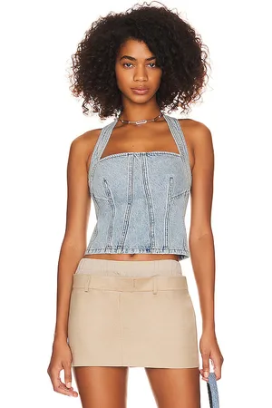 GRLFRND Tianna Halter Bustier in Denim-Light. - size XS (also in XXS)