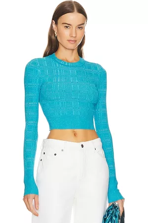 L'Academie Women Sweaters - Navi Cropped Sweater in Blue.