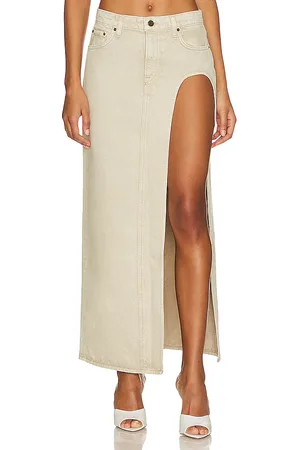 GRLFRND Blanca Maxi Skirt With High Slit in Olive. - size 25 (also in 26, 27, 28)
