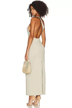 L'Academie Women Graduation Dresses - Embrace Comfort Stretch Maxi Dress in Grey.