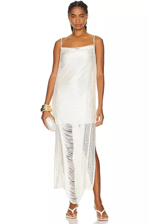 Patbo Feather Trim Oscar Dress White / 0