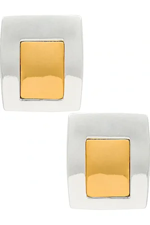 Heaven Mayhem Plate Earrings in Metallic Silver.