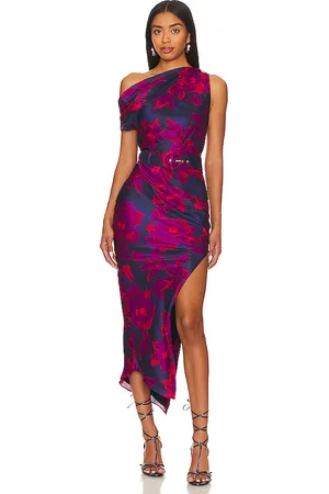 Nicholas Calantha Off Shoulder Midi Dress in Navy. - size 0 (also in 2, 4)