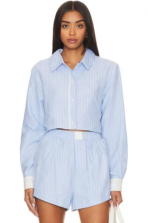 SNDYS X REVOLVE Darian Stripe Top in Baby Blue. - size XL (also in XS, XXL, XXS)