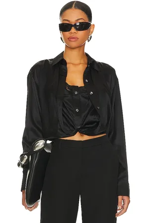 Alexander Wang Butterfly Silk Camisole Top W/ Lace in Black